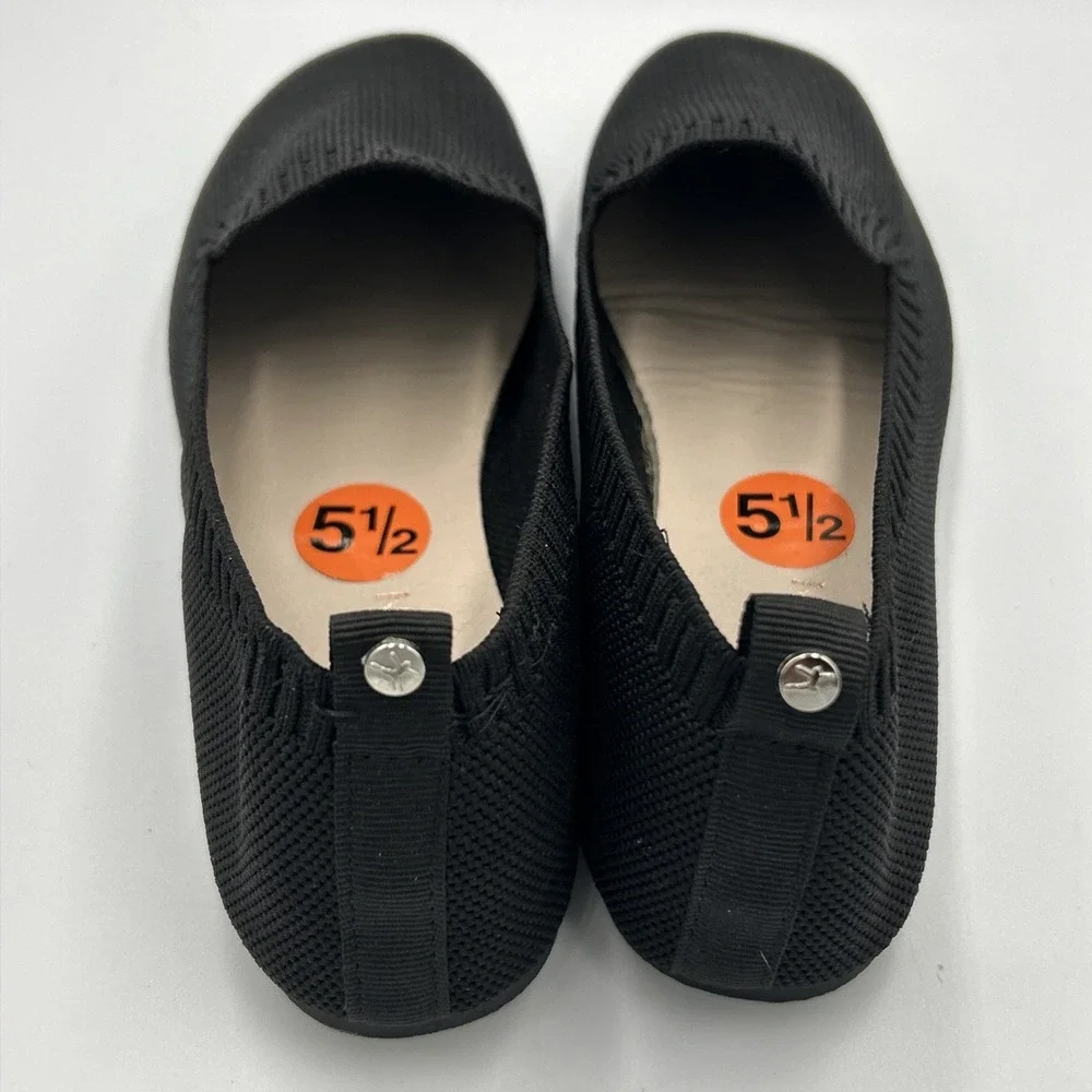 Danskin Dream Slip On Stretch Knit Ballet Flat Shoes Black‎ Dressy Casual 5.5/6